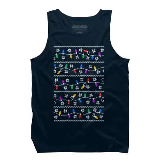 Men's Design By Humans Christmas Garland Lights Retro Pixel Pattern By R4Design Tank Top image {5}