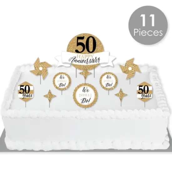 Big Dot of Happiness We Still Do - 50th Wedding Anniversary - Anniversary Party Cake Decorating Kit - Happy Anniversary Cake Topper Set - 11 Pieces image {1}