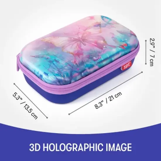 ZIPIT 3D Lenticular Pencil Case for Girls, Butterflies Pencil Box image {3}