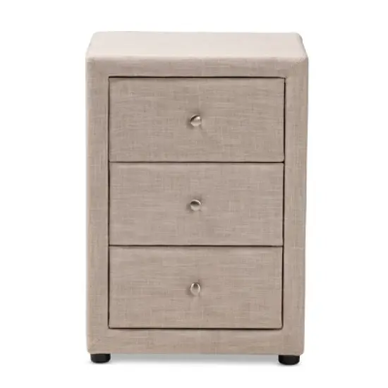 Tessa 3 Drawer Nightstand - Baxton Studio image {1}