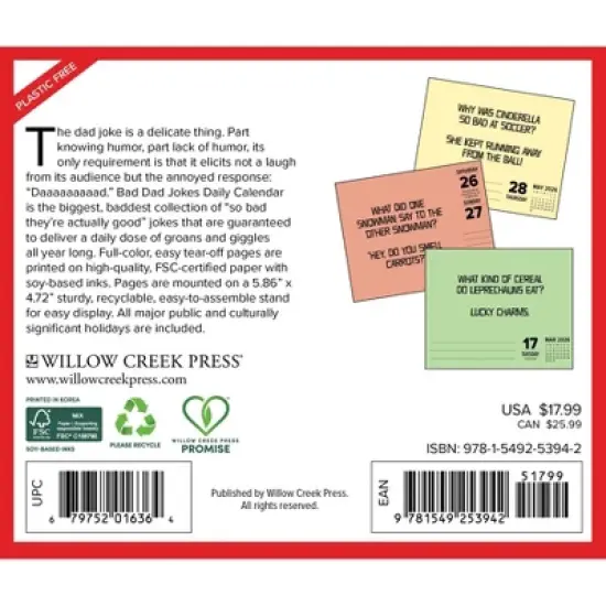 Willow Creek Press 2026 Bad Dad Jokes Box Calendar image {1}