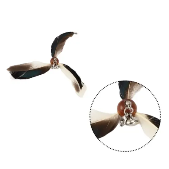 Unique Bargains Cat Feather Plaything Cat Wand Replacement Feathers White Brown 3 Pcs image {1}