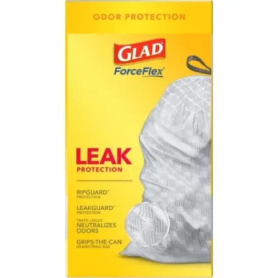 Glad ForceFlexPlus Tall Kitchen Drawstring Trash Bags - 13 Gallon White Trash Bag - OdorShield - 100ct image {7}