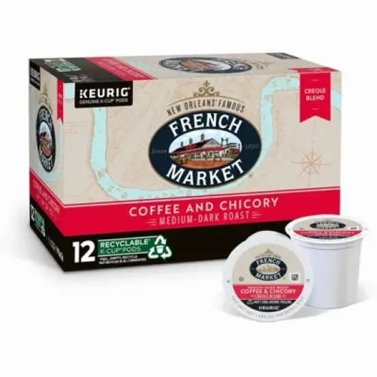 French Market Coffee & Chicory Medium-Dark Roast Single Serve Coffee Pods, 12 Count Box image {3}