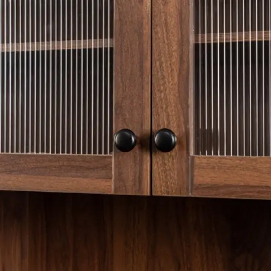 SKRAN Multi-Functional Pantry Cabinet with Pull-Out Multi-Tier Storage Shelf, 4-Door Farmhouse Storage Cabinet, Pantry Organizers for Kitchen image {12}