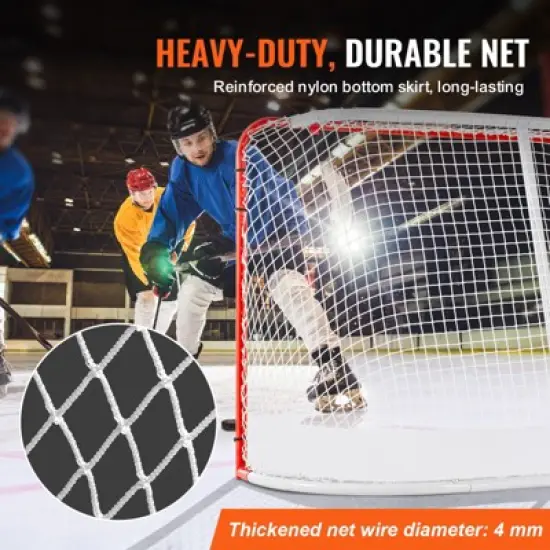 VEVOR Street Hockey Net, Indoor Outdoor Steel Hockey Goal, Official Regulation Pro Hockey Training Goal Set, Portable Hockey Goal with Net image {4}