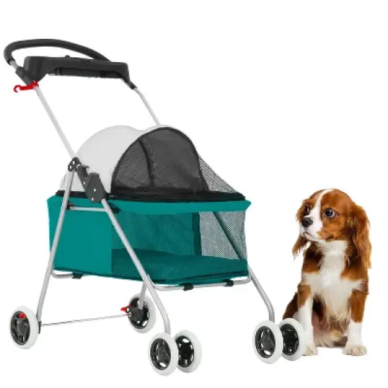 BestMassage Pet Stroller 4 Wheels Dog Cat Stroller Foldable Jogger Stroller image {12}