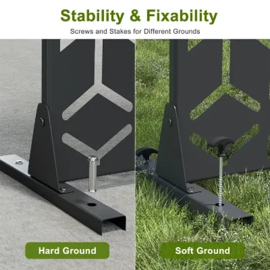 Dovelina Metal Outdoor Privacy Screen Freestanding Garden Privacy Screen - 72"x47", Black, Bob image {3}