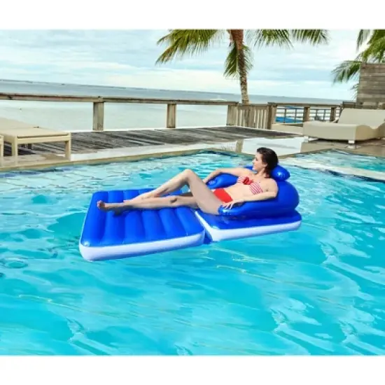 Northlight 74" Blue Convertible Lounge Chair Inflatable Swimming Pool Float image {1}
