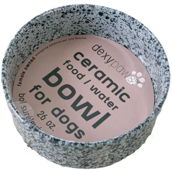 Dexypaws: Ceramic Dog Bowl: Salt & Pepper, 26oz, Pet Feeding Dish image {7}