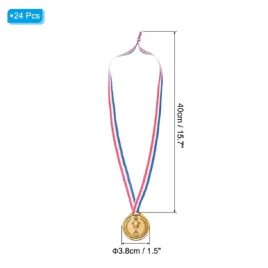 Unique Bargains Plastic Lightweight Embossed Design Sports Award Medals 24 Pcs 1.5" image {1}
