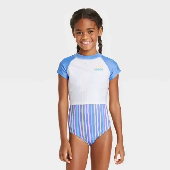 Girls' 2pc Taffy Striped Short Sleeve Rash Guard Set - Cat & Jack&trade; image {4}