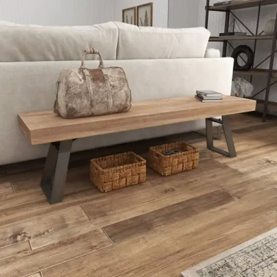 Natural Solid Wood Bench Light Brown - Olivia & May image {13}