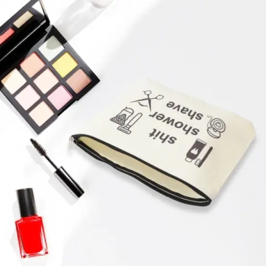 Unique Bargains Durable Toiletries Pattern Makeup Bag Beige 1 Pc image {3}