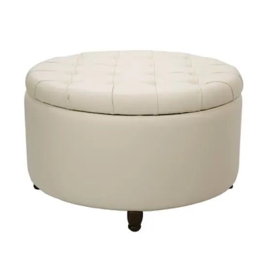 Large Round Tufted Storage Ottoman with Lift Off Lid - WOVENBYRD image {19}