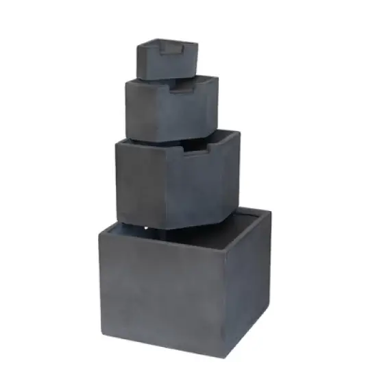 NAYSAYE Fountain Cement Decorative 4 Tier Block Water Feature for Garden Patio Backyard, Gray, 19.7"*19.7"*41.7" image {2}