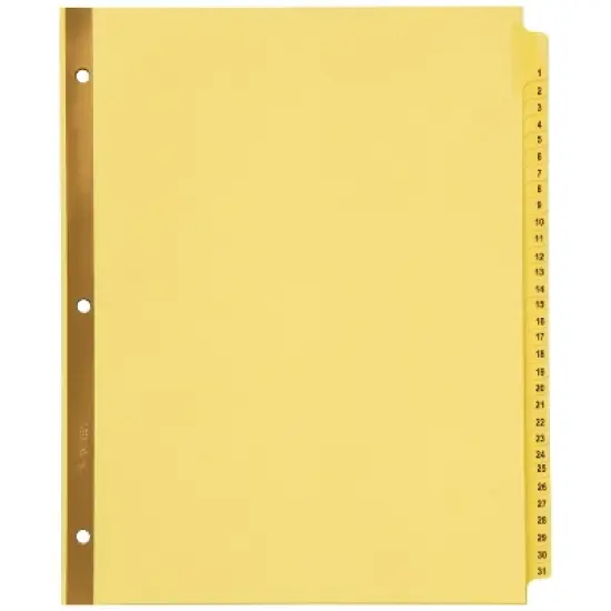 Avery Preprinted Laminated Tab Dividers, Gold Reinforced Binding Edge, 1-31 Tabs, 1 Set (11308) image {6}
