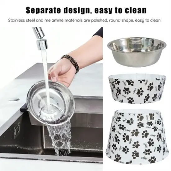 6" Anti-Vomiting Stainless Steel Pet Bowl for Small and Medium Dogs and Cats - Non-slip, Modern Design with Spine Protection image {5}