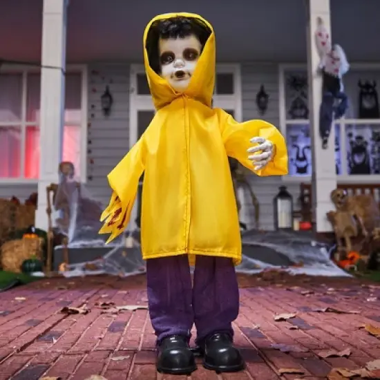 Joyfy 31.5'' Halloween Outdoor Decorations, Life Size Animatronics Ghost with Glowing Eyes for Halloween Party Supplies, Yard Lawn Outdoor Decoration image {4}