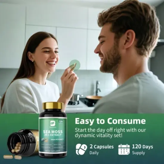 B Beworth Sea Moss and Shilajit Bundle, All in 1 Supplements for Energy, Endurance, Antioxidant & Immune Support, 240 Capsules image {6}