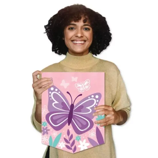 Big Dot of Happiness Beautiful Butterfly - Outdoor Home Decorations - Double-Sided Floral Baby Shower or Birthday Garden Flag - 12 x 15.25 inches image {7}