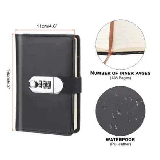 Unique Bargains PU Leather Waterproof With Lock Journal image {1}