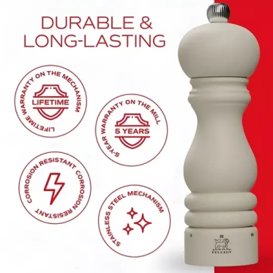 Peugeot Paris uSelect Salt and Pepper Mill Set - 7in Matte Black Pepper Mill & 7in Matte White Salt Mill image {5}