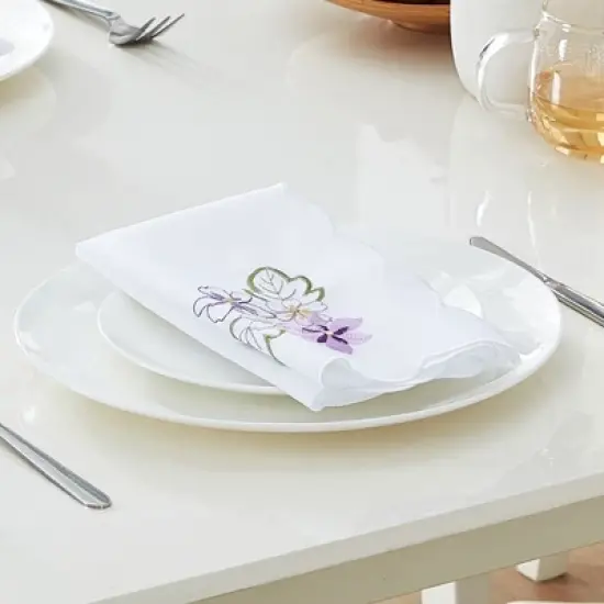 Spring Hydrangea Floral Cutwork Napkins, Set of 4 - Multicolor - 17x17 - Elrene Home Fashions image {1}