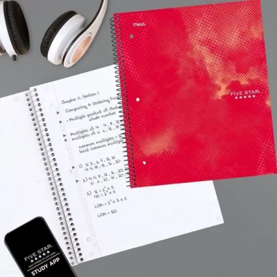 Five Star Active Subject Notebook 80ct Red image {6}