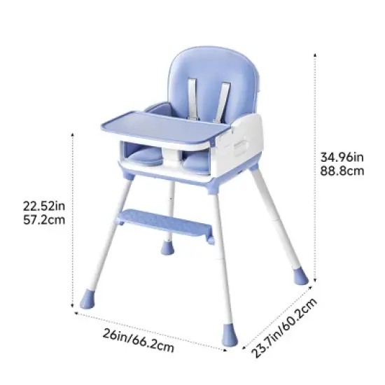 BabyBond Portable 3 in 1 Baby High Chair, Convertible High Chair for Babies and Toddlers with 5 Point Harness and Three Adjustable Height Settings image {6}