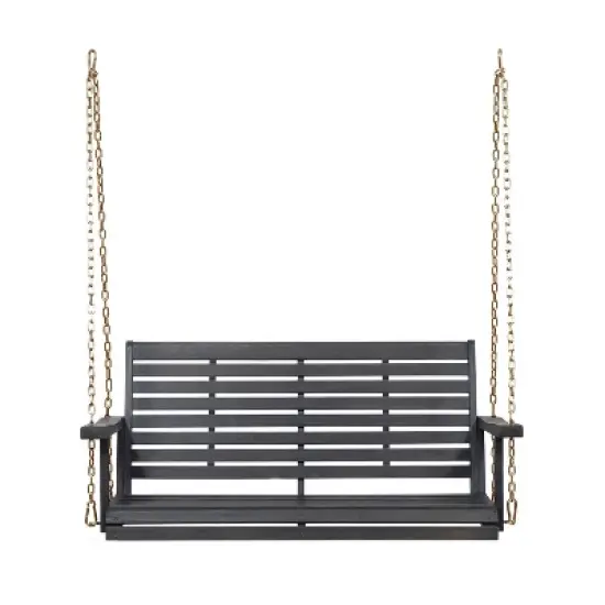 CAVINAS Rustic Patio Porch Swing,Blackwash Hammock Swing Bench with Cushion,Outdoor Swing for Garden&Backyard,800LBS Capacity image {1}