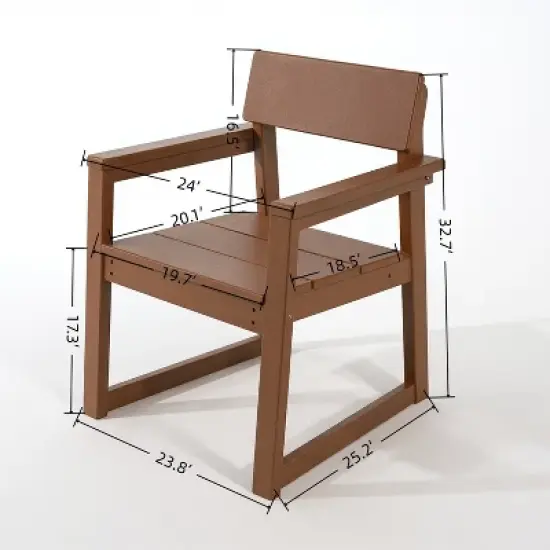 FIONECA 5-Piece HDPE Outdoor Dining Set with Umbrella Hole &uml;C Weather-Resistant Patio Table & 4 Armrest Chairs, Brown image {3}