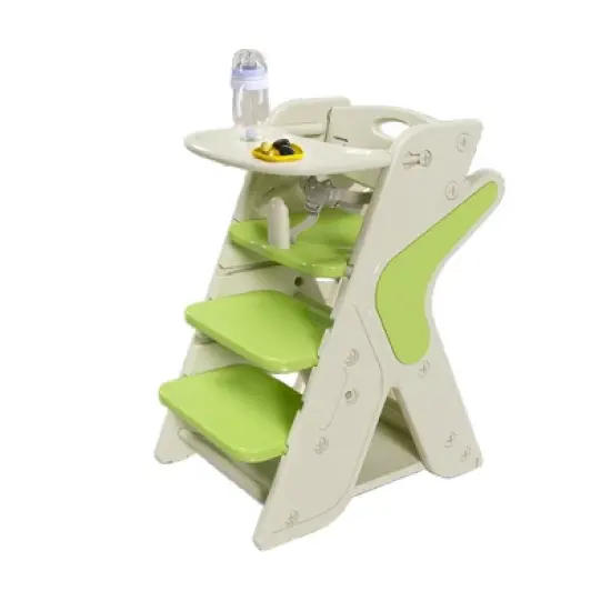 Gulches Multi-Functional Toddler Dining Chair - Adjustable Height Tower, 5-Point Belt, Movable Plate (Green) image {7}