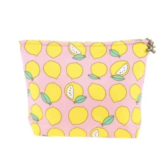 Unique Bargains Women Lemon Cosmetic Bag Pink Yellow 1Pc image {3}