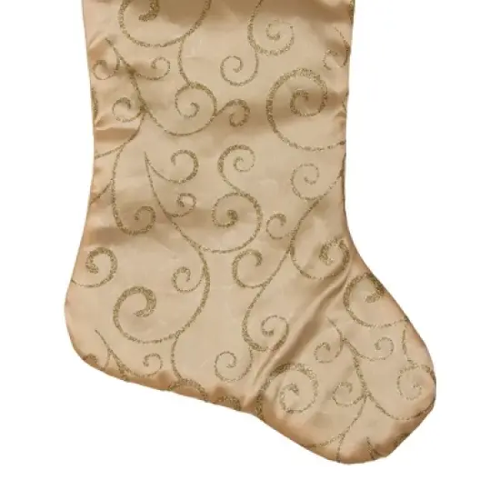 Northlight 20.5" Gold Glittered Swirl Christmas Stocking with Velveteen Cuff image {4}