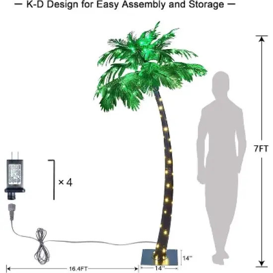 LIGHTSHARE Electric Lighted Palm Tree LED Outdoor Light Stakes Green image {3}