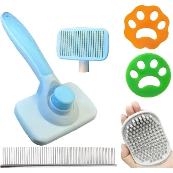 BABYYER Self Cleaning Slicker Brush for Dogs & Cats,Skin Friendly Pet Grooming Deshedding Tool, Puppy Brush for Long Haired Pets, Pet Supplies image {1}