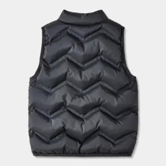 Toddler Solid Quilted Puffer Vest - Cat & Jack&trade; Charcoal Black image {1}