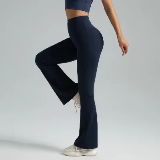 BABYYER Women's Mini Flare Leggings High Waisted Tummy Control Yoga Pants Bootcut Workout Gym Casual image {3}