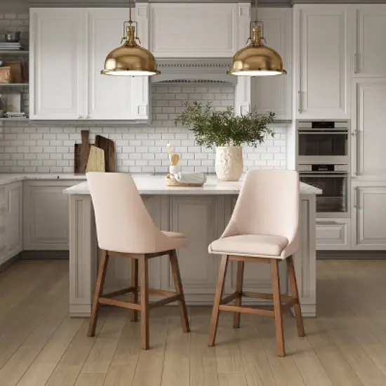 Set of 2 Boston Formed Back Fabric Barstools - CorLiving image {1}