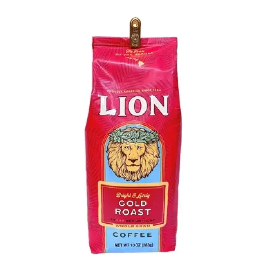 Lion Coffee Lion Gold Medium Roast Whole Bean Coffee - 10oz image {3}
