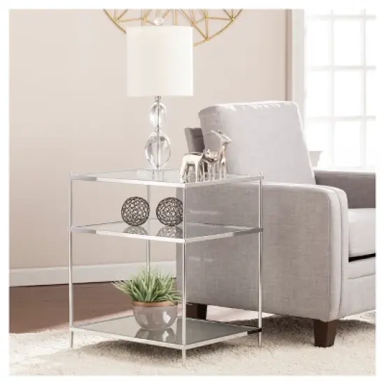 Benton Glam Mirrored Side Table - Chrome - Aiden Lane image {1}