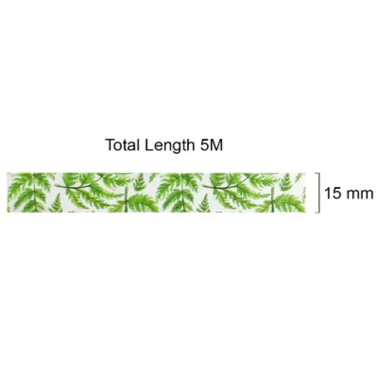Wrapables Beautiful Scenery Washi Masking Tape, Tropical Ferns, 15mm x 5M image {2}