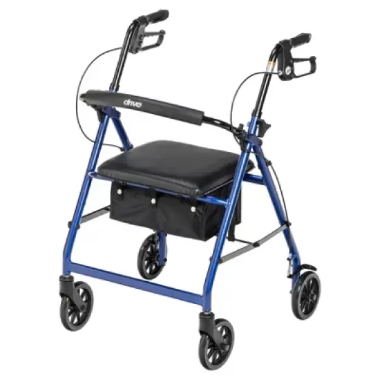 Drive Medical Rollator with 6&Prime; Wheels - Padded Seat, Fold-Up Removable Backrest, Loop Locks - Blue image {1}