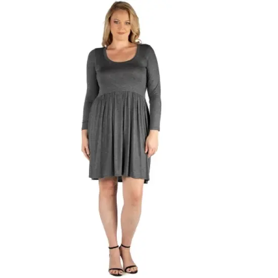 Long Sleeve Pleated Plus Size Dress image {5}
