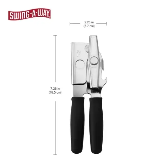 Swing-A-Way Portable Can Opener with Sharp Blade, Manual Hand Held, 2-in-1 Can and Bottle Opener, Made of Steel image {1}