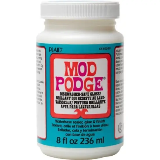 Mod Podge 8 fl oz Craft Glue - Dishwasher Safe Gloss: Dries Clear, Non-Toxic, Glossy Finish, Liquid Glue image {6}