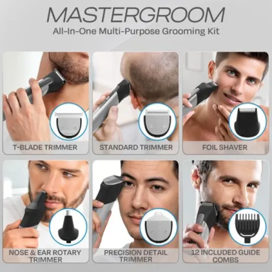 HUMMINGBIRD MK9 MasterGroom All-in-One Trimmer 21-Piece Men's Grooming Kit for Beard, Head, Hair, Body, and Face, Stainless Steel, USB C Rechargeable image {1}