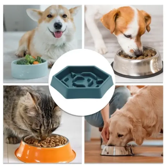 Unique Bargains Convenient Hexagon Shape Dog Bowl 1 Pc image {3}