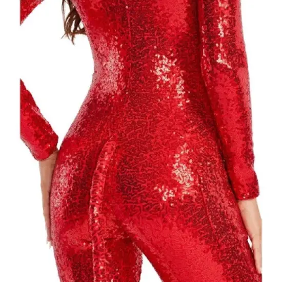 Tipsy Elves Classic Red Devil Halloween Costume for Women Long Sleeve Bodysuit with Devils Horns Headband image {5}